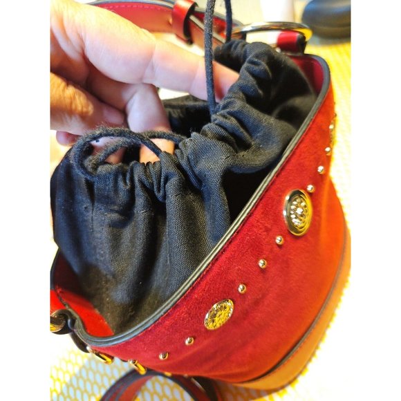 BNWOT Topshop Red Drawstring Bucket Bag, w.Handle + Strap, Immaculate Condition - Picture 11 of 16